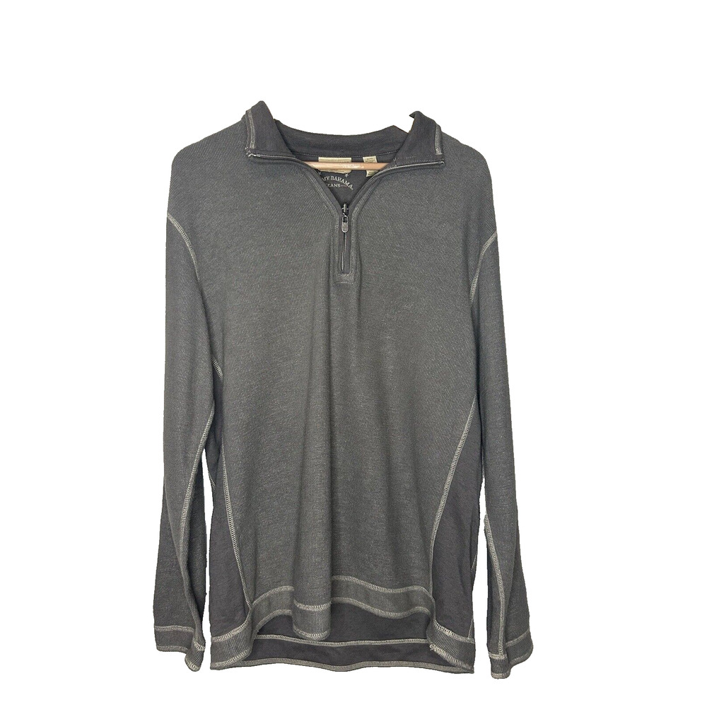 Tommy Bahama Sweater Reversable Quarter Zip Pull Over Men's XLarge Gray
